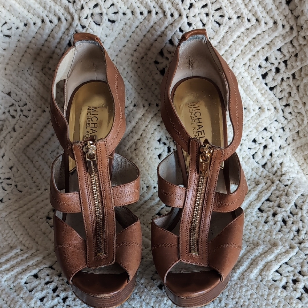 Michael Kors Tan Leather Heeled Sandals